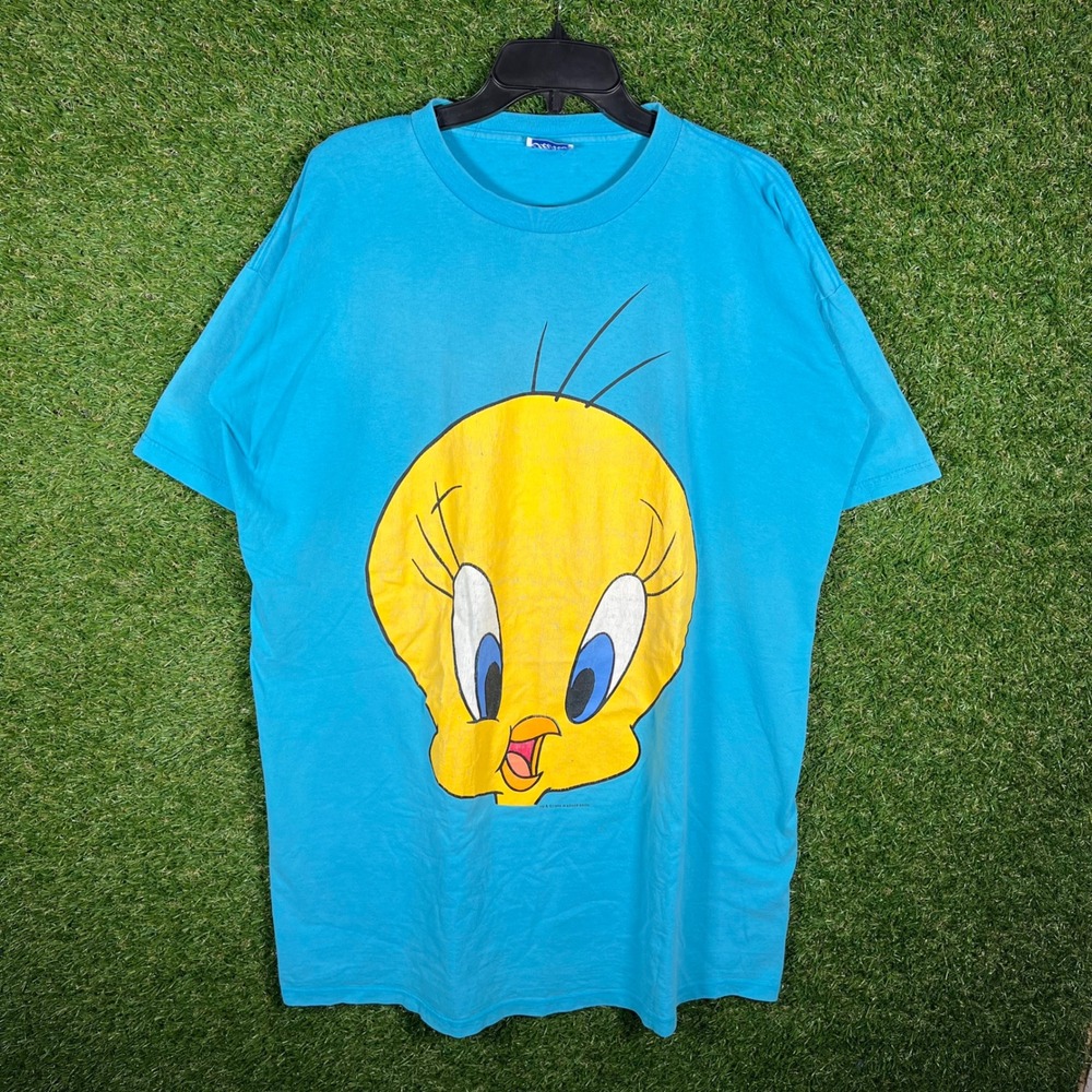 Vintage 90s Tweety Bird Looney Tunes T‎ Shirt Flirts Blue XL Single Stitch